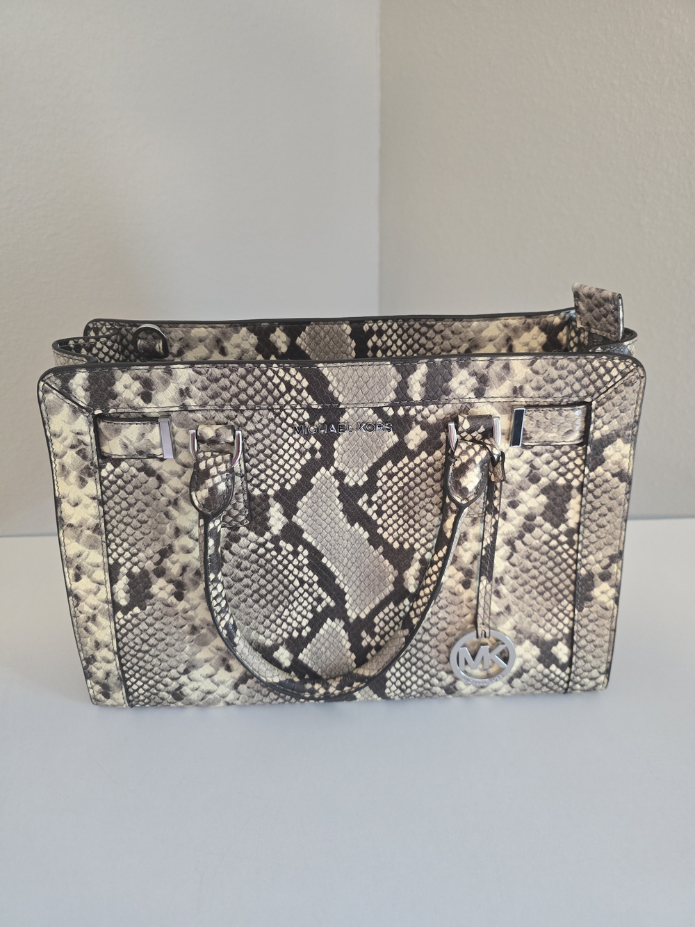 Authentic Michael Kors Hamilton Python Print Satchel - Silver Hardware